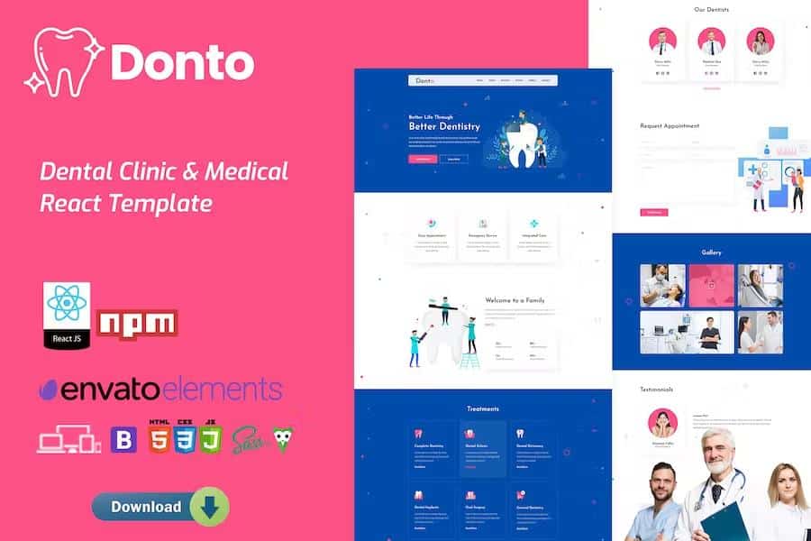 Donto - Dental Clinic & Medical Health React Template