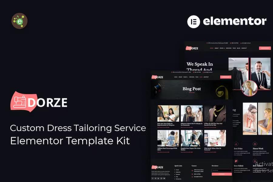 Dorze - Custom Dress Tailoring Service Elementor Pro  Template Kit product preview