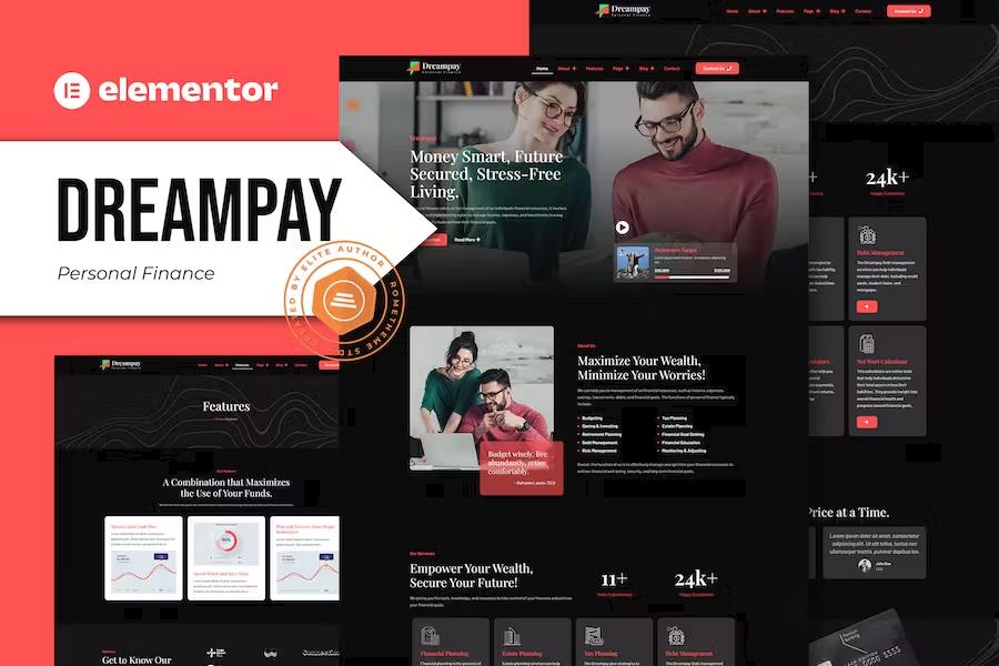 Product preview supplied for Dreampay - Personal Finance Elementor Pro Template Kit