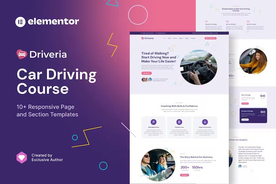 Driveria - Car Driving Course Elementor Template Kit listing image