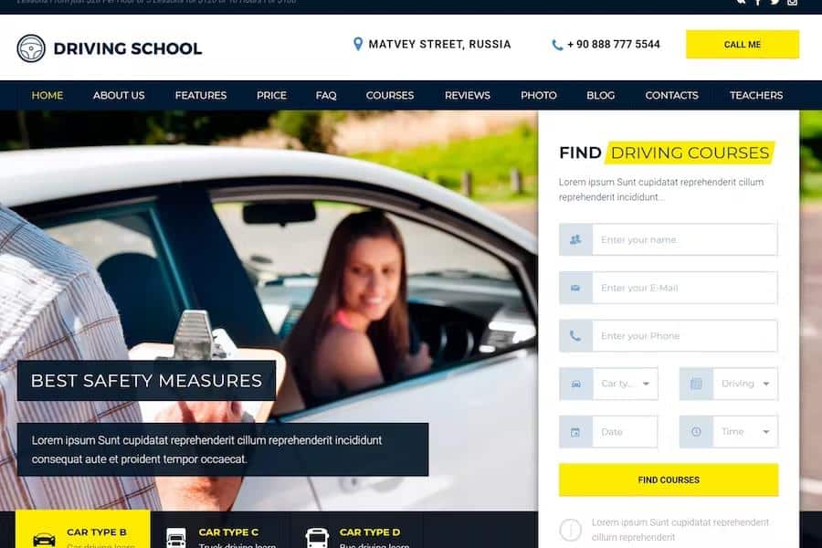 Driving School - WordPress Theme