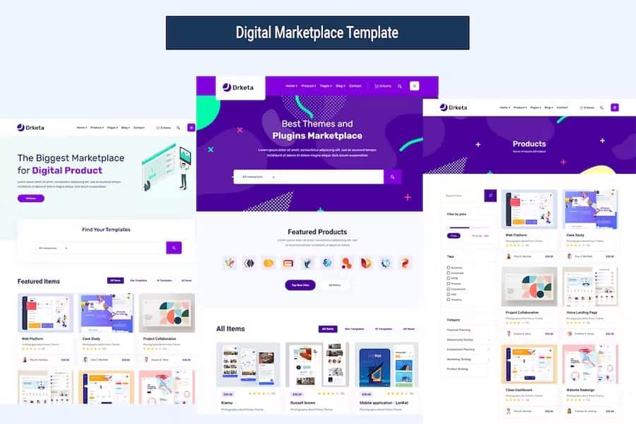 Drketa - Digital Marketplace HTML Template product preview