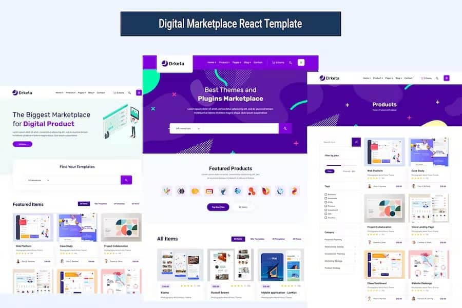 Drketa - Digital Marketplace React Template
