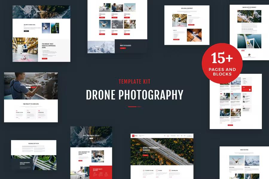 Drone Media - Aerial Photography & Videography Elementor Template Kit product preview