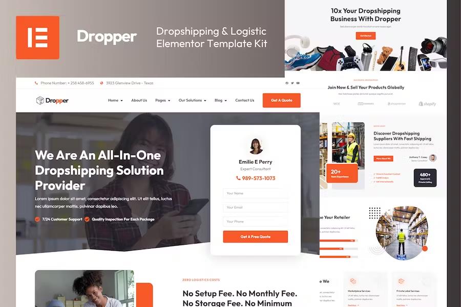 Dropper - Dropshipping & Logistic Elementor Template Kit listing image