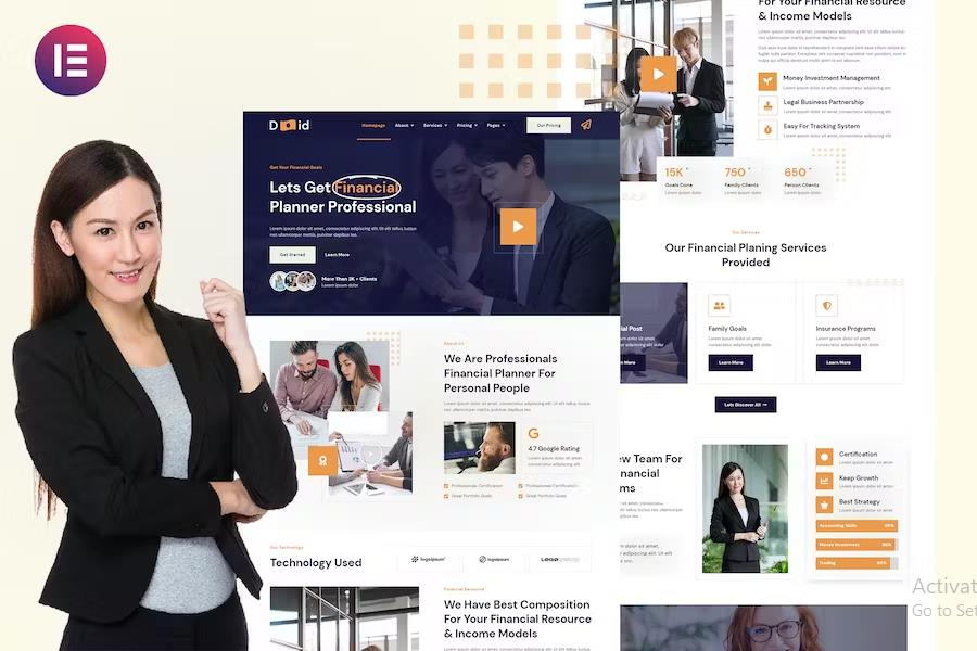 Duid - Personal Financial Consultant Service Elementor Template Kit listing image
