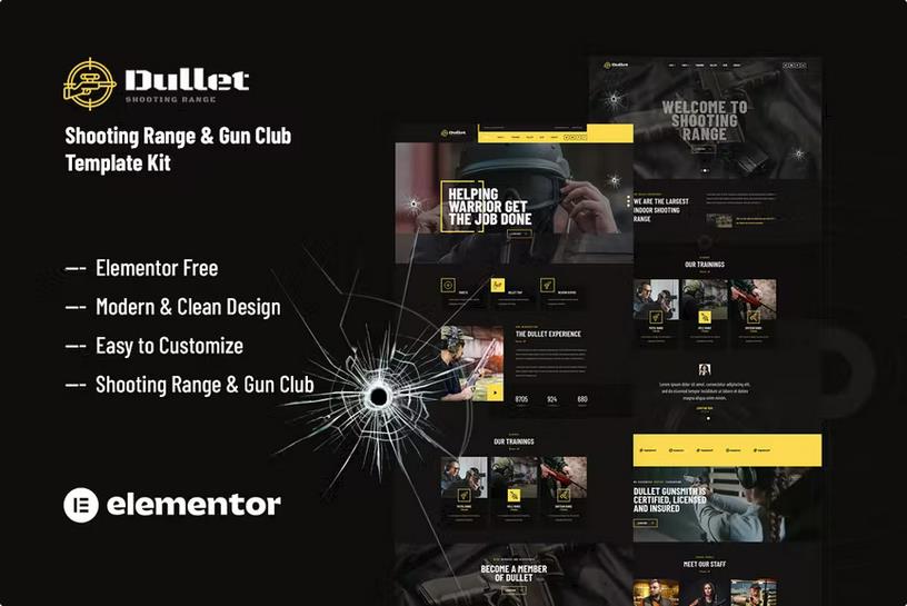 Dullet - Shooting Range & Gun Club Elementor Template Kit product preview