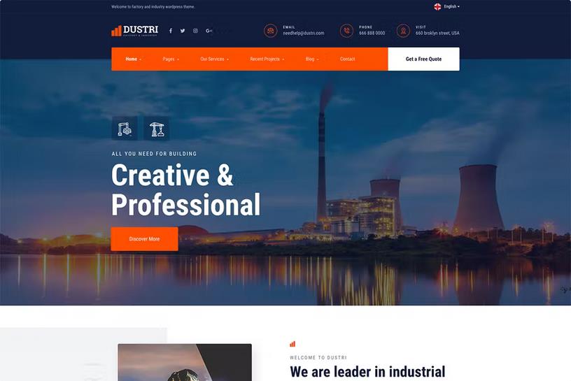 Preview image for Dustri - Factory & Industrial Elementor Template Kit