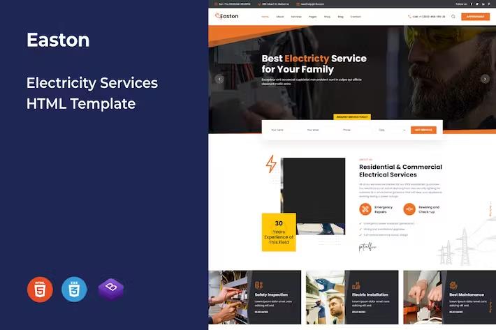 Easton - Electricity Services HTML Template product preview