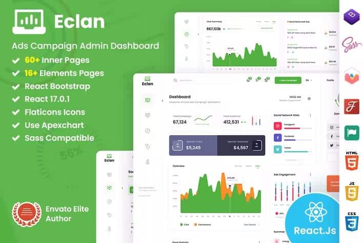 Eclan - Ads Campaign React Admin Dashboard