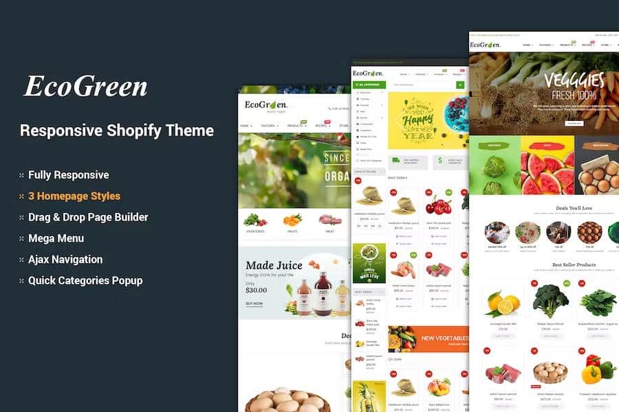 EcoGreen - Multipurpose Organic, Fruit, Vegetables Shopify Responsive Theme