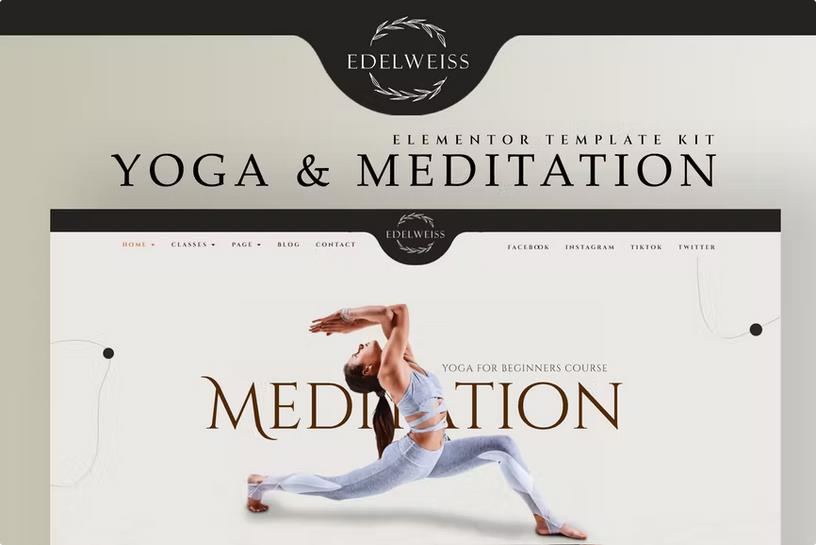 Edelweiss - Yoga & Meditation Elementor Template Kit