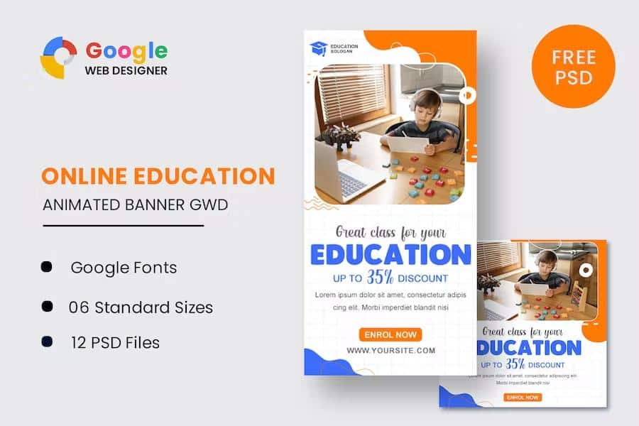 Education Animated Banner Google Web Designer