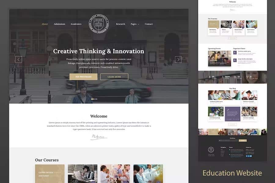 Education Website Template for School, College & University - Unisco HTML