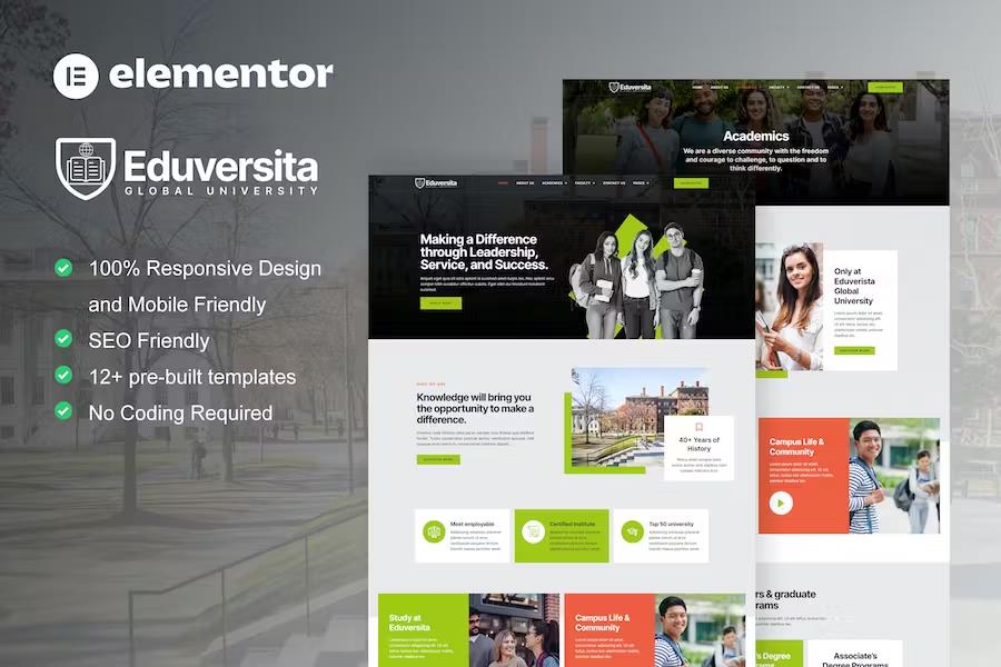 Preview image for Eduversita - University & College Elementor Template Kit