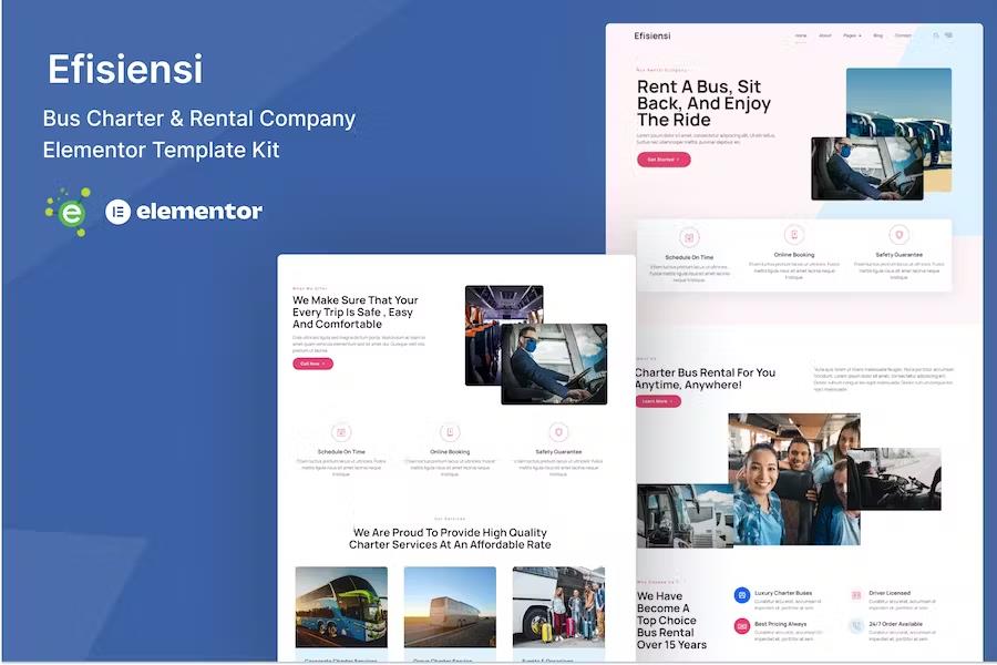 Product preview supplied for Efisiensi - Bus Charter and Rental Company Elementor Template Kit