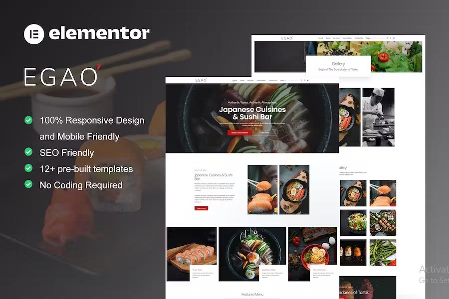 Product preview supplied for Egao - Japanese Restaurant & Sushi Bar Elementor Template Kit