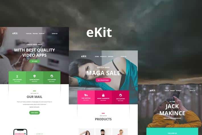 eKit Mail 80+ Modules - Unique Multipurpose Responsive Email set + Online Access
