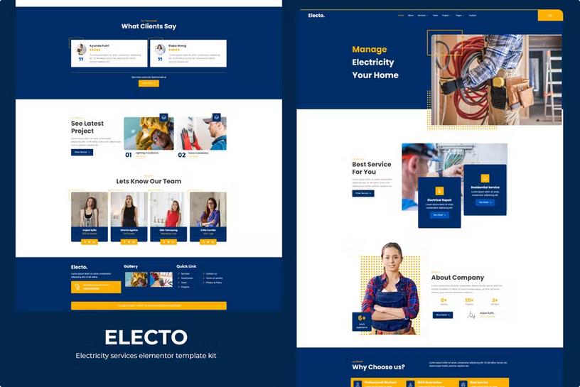 Product preview supplied for Electo - Electricity Services Elementor Template Kit