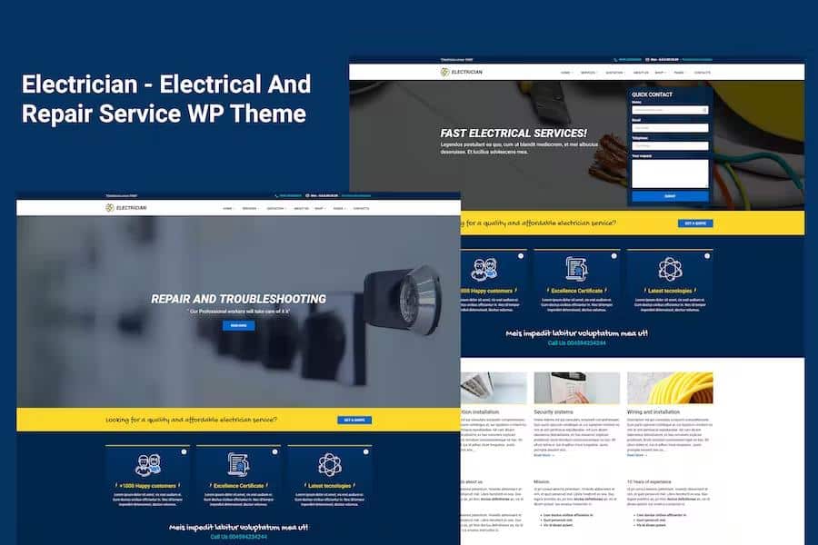 Electrician - Electricity Services WordPress Theme