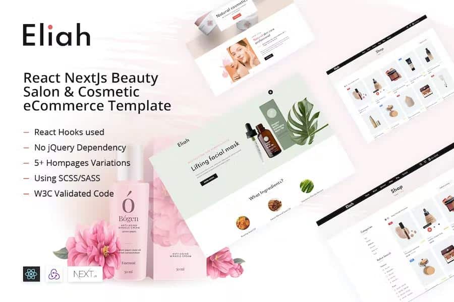 Eliah - React NextJs Beauty Salon & Cosmetic eCommerce Template