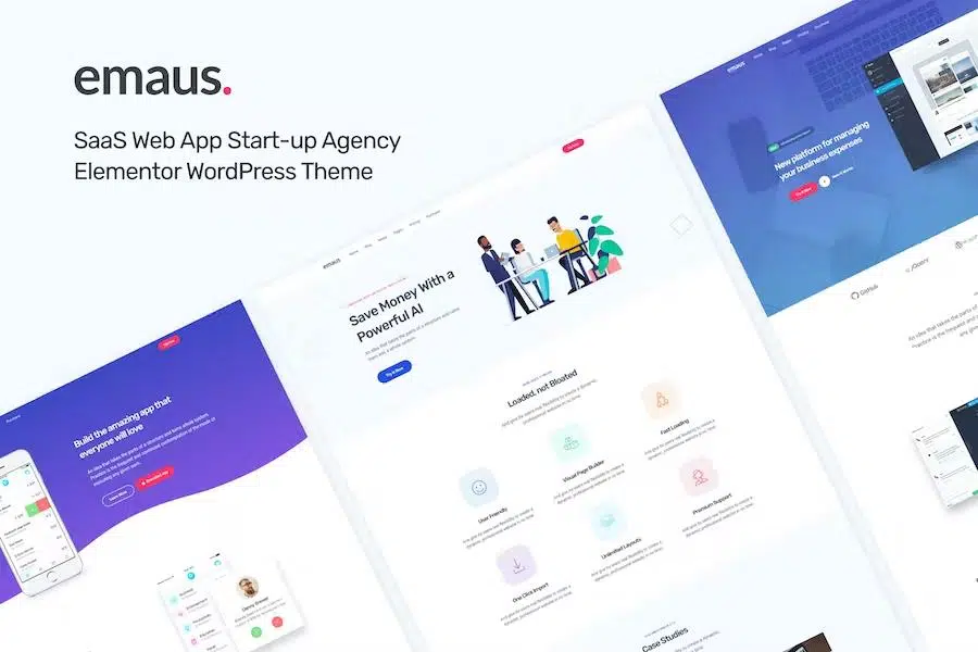 Emaus - SaaS App and Startup Elementor RTL WordPress Theme