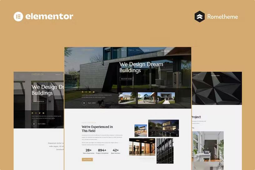 Emporium - Architecture & Interior Elementor Pro Full Site Template Kit
