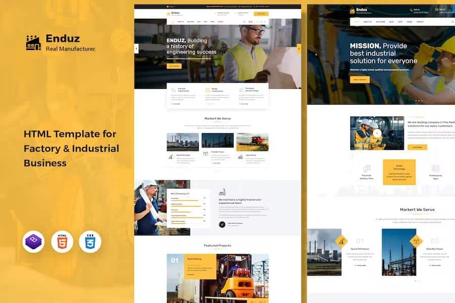 Product preview supplied for Enduz - Factory HTML Template