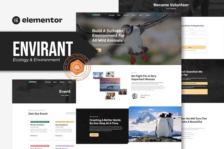 Envirant - Ecology and Environment Elementor Pro Template Kit product preview