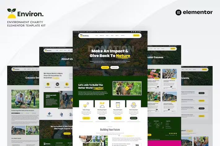 Preview image for Environ - Environment Charity Elementor Template Kit