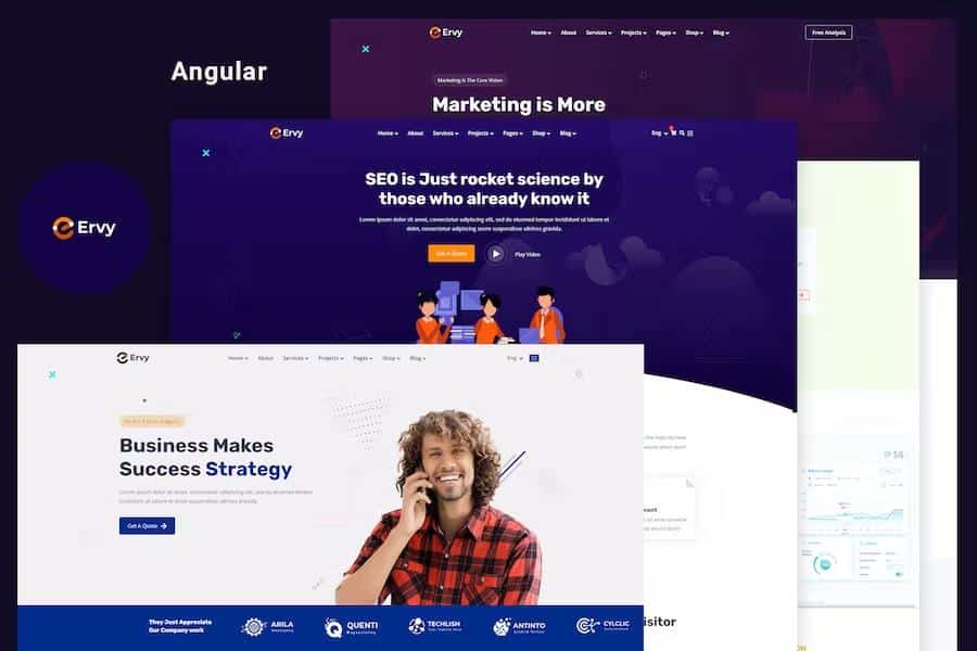 Ervy - IT & SEO Marketing Startup Angular 14 Template