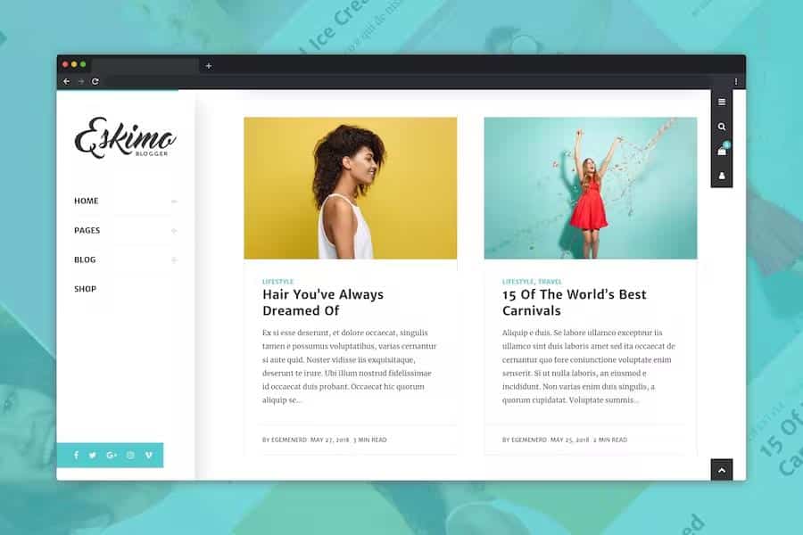 Eskimo - Minimal Personal WordPress Blog & Shop Theme