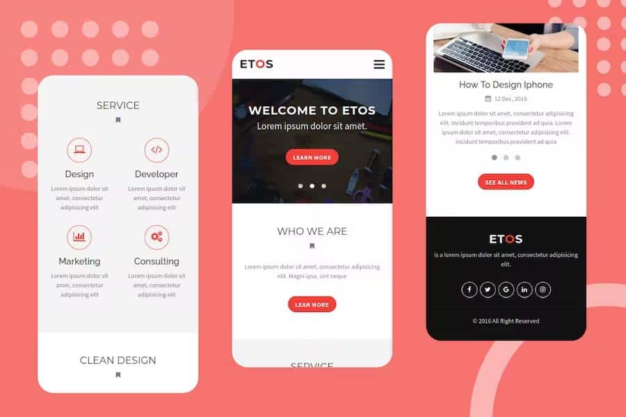 Etos - Responsive Mobile Template product preview