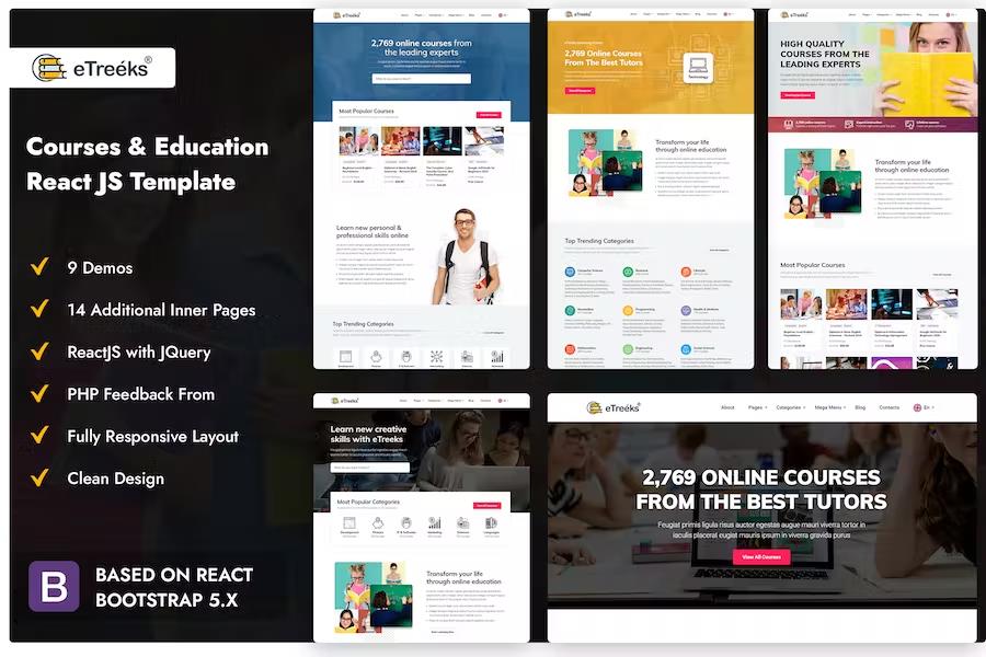eTreeks - Online Courses & Education React JS Template