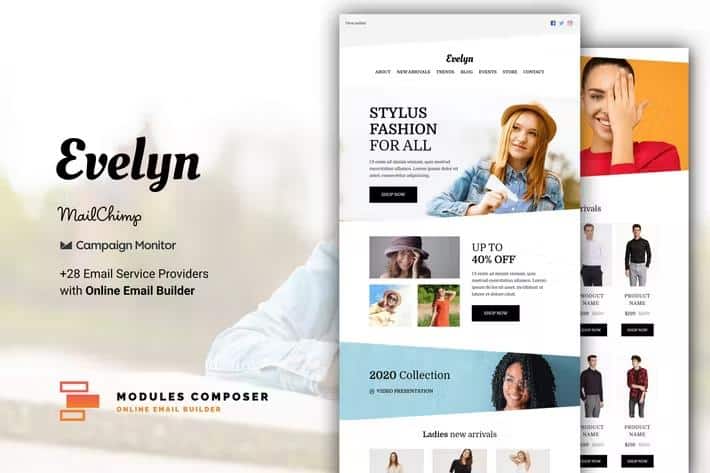Evelyn - E-commerce Responsive Email for Fashion & Accessories with Online Builder