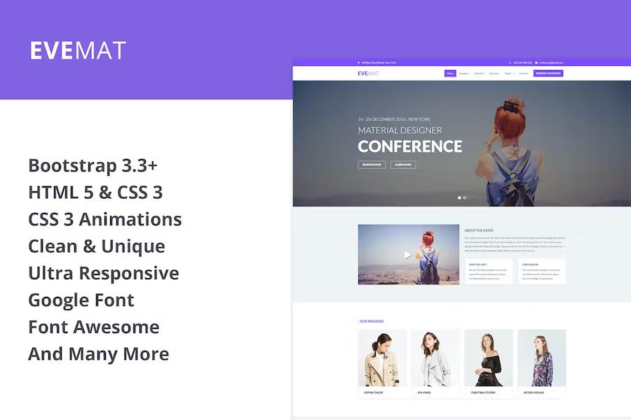 EveMat - Responsive HTML Event Template