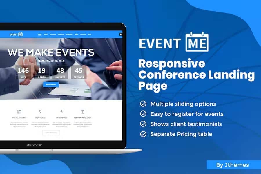 Product preview supplied for EventMe - Responsive Conference Landing Page