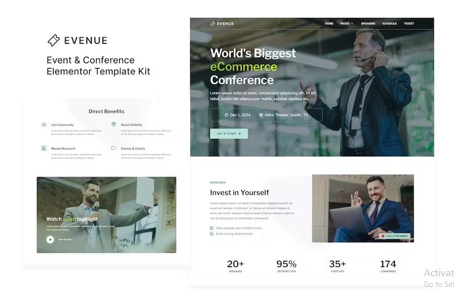 Evenue - Event & Conference Elementor Template Kit listing image