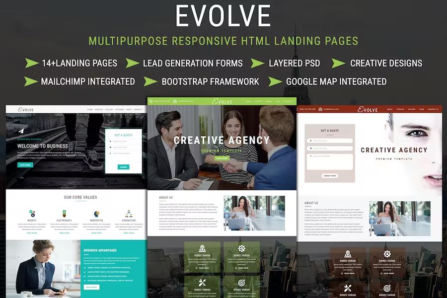 EVOLVE - Multipurpose Responsive HTML Landing Pages