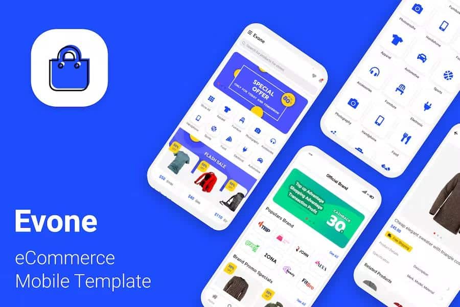 Evone - eCommerce Shop & Store Mobile Template listing image