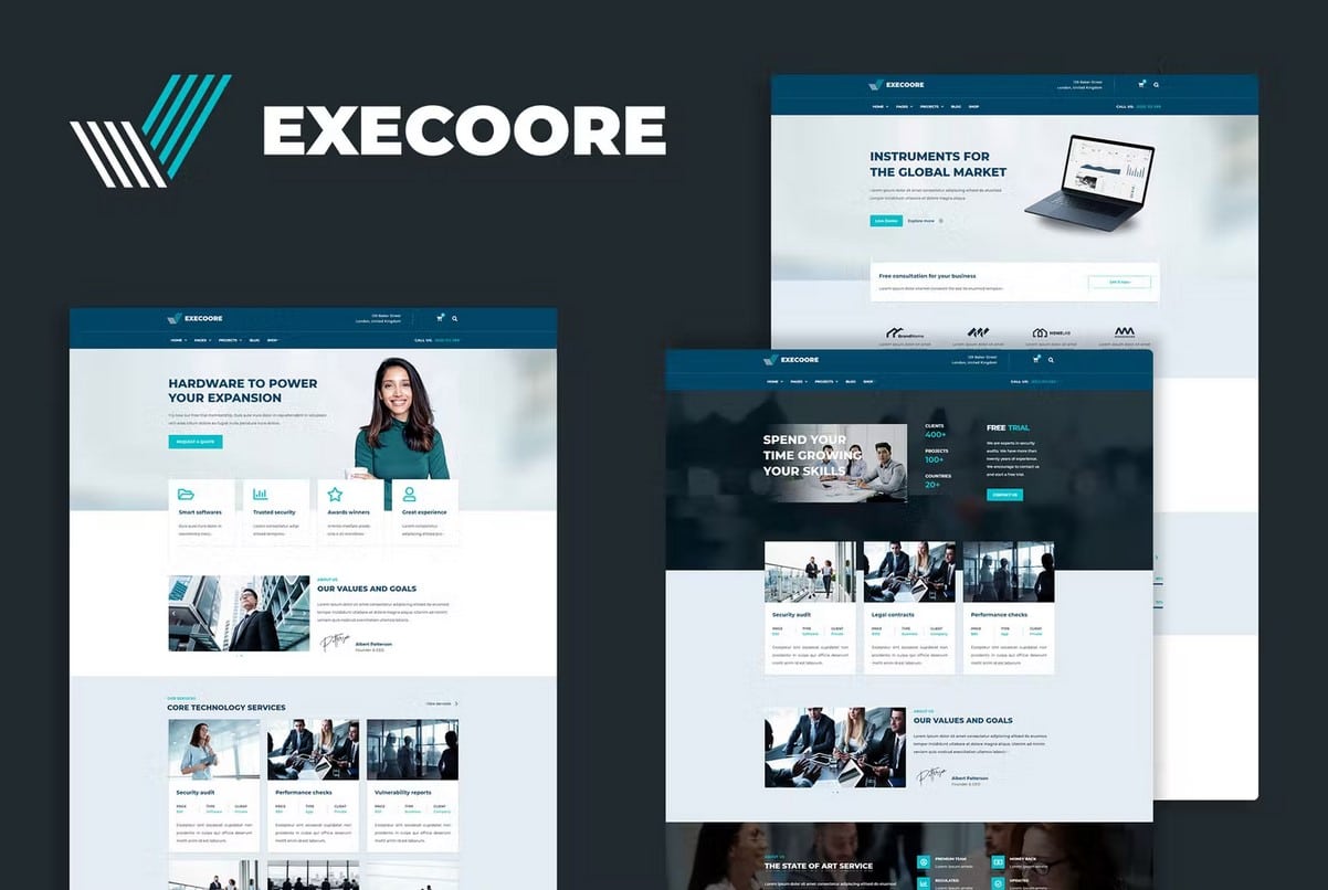 Execoore - Tech & Fintech Crypto Elementor Template Kit listing image