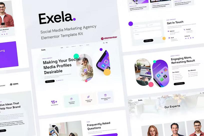 Preview image for Exela - Social Media Marketing Agency Elementor Template Kit