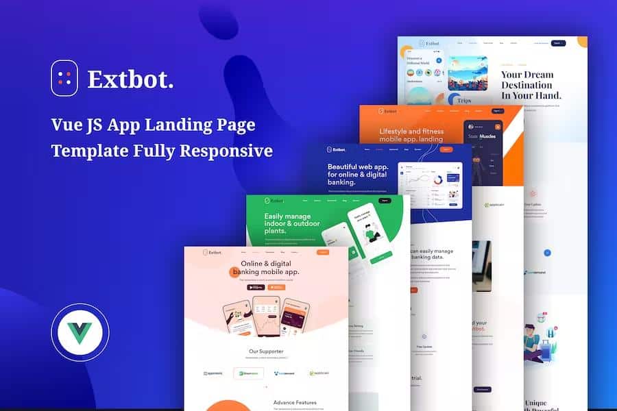 Extbot - Vue JS App Landing Page Template Fully Responsive