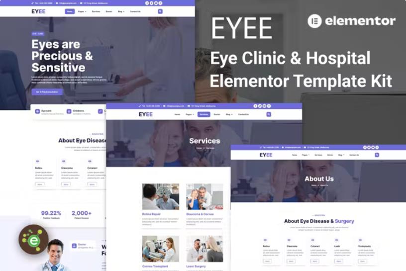 Eyee - Eye Clinic & Vision Care Elementor Template Kit listing image