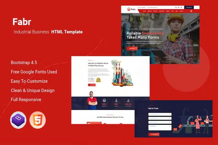 Fabr - Industrial Business HTML Template product preview