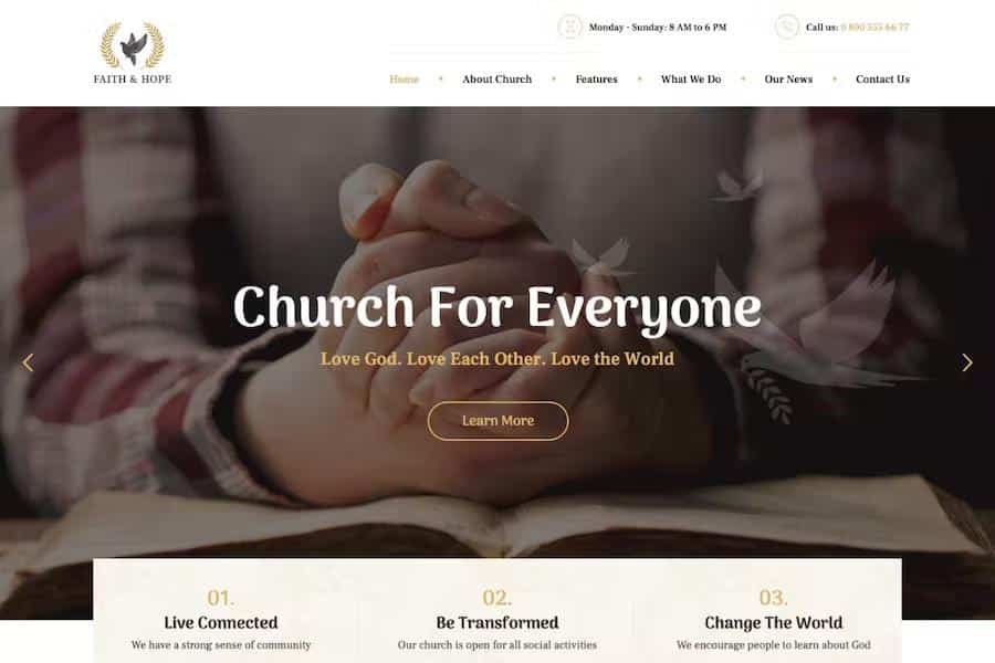 Faith & Hope - A Modern Church & Religion Non-Profit WordPress Theme