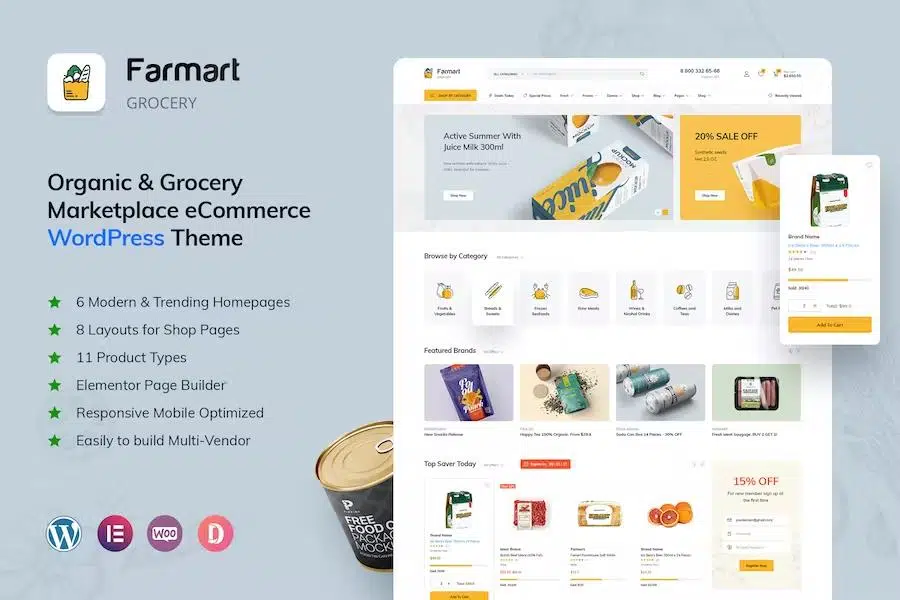 Farmart - Organic & Grocery Marketplace WordPress Theme
