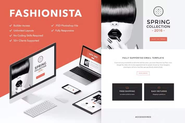Fashionista - Responsive Email + Themebuilder Access