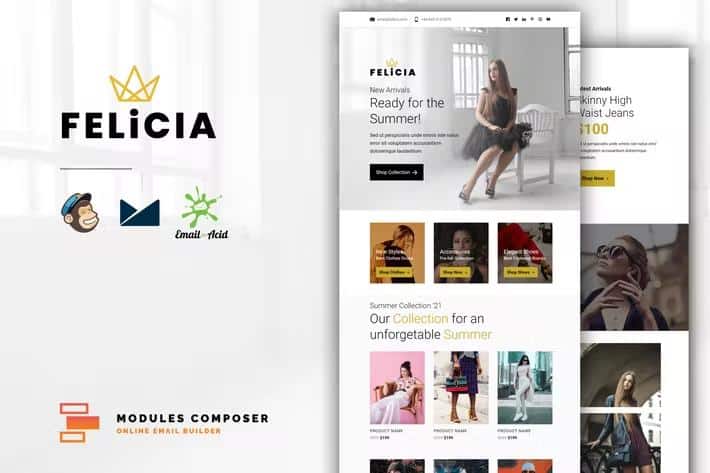 Felicia - E-commerce Responsive Email for Fashion & Accessories with Online Builder