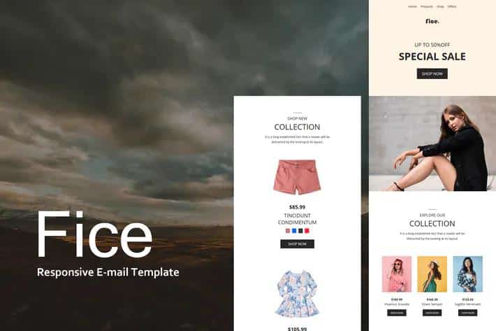 Fice - Ecommerce Responsive E-mail Template + Online Access